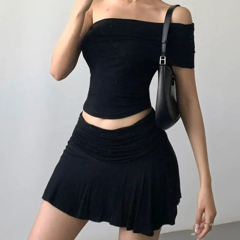 Spicy A-Line Skirt Pleated Ballet Women's Skirt Pure Color Pleated Waist Short Skirt With Lace Hemline Anti-Light Walking Girl
