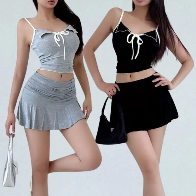 Spicy A-Line Skirt Pleated Ballet Women's Skirt Pure Color Pleated Waist Short Skirt With Lace Hemline Anti-Light Walking Girl
