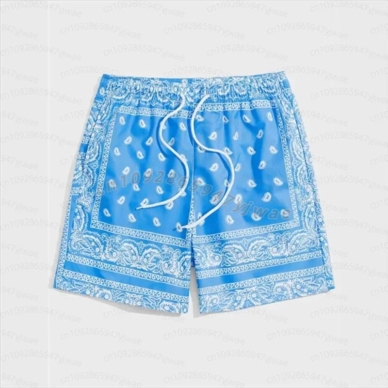 Trend Bandana Graphic Beach Short For Men Summer Fashion 3d Printed Swim Trunks Loose Casual Hawaiian Women Shorts Beach Pants