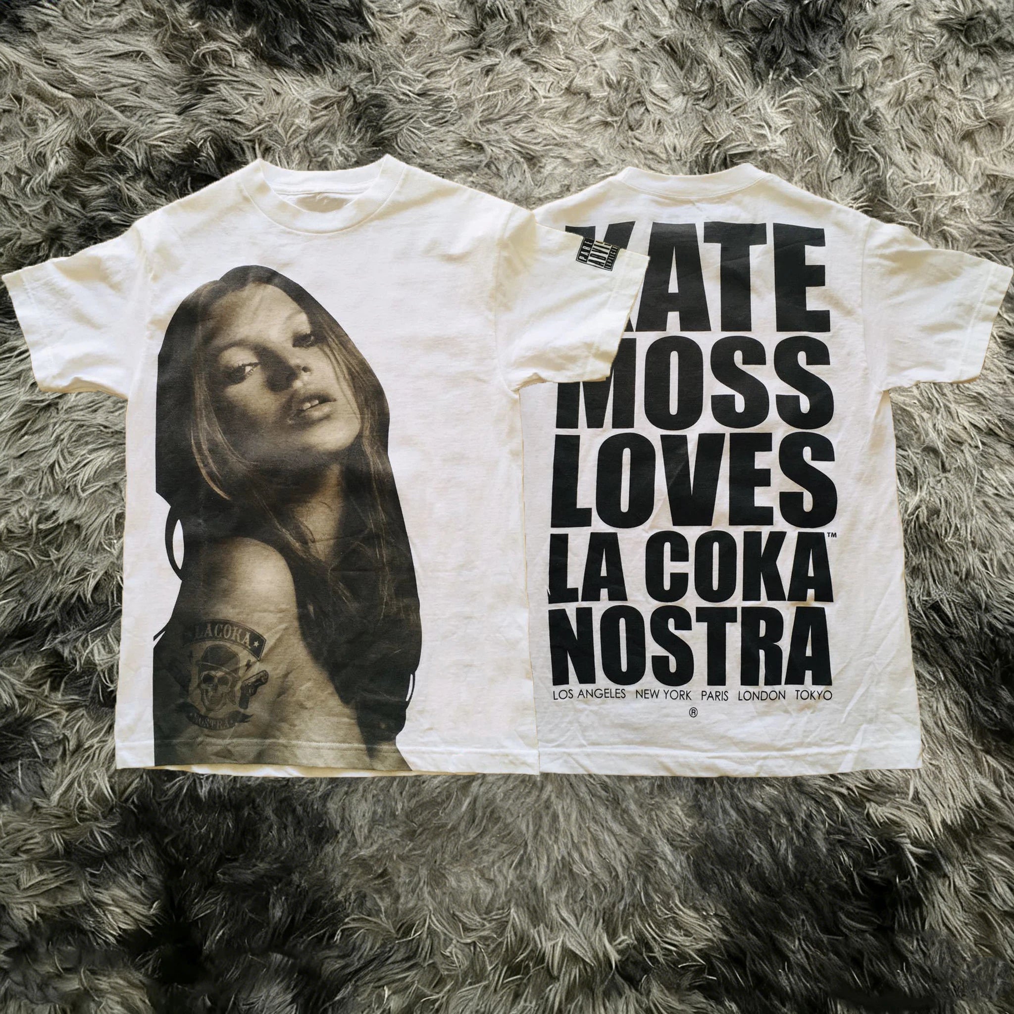 Kate Moss Pattern Printed Cotton Short Sleeve T-shirt Casual Fa...