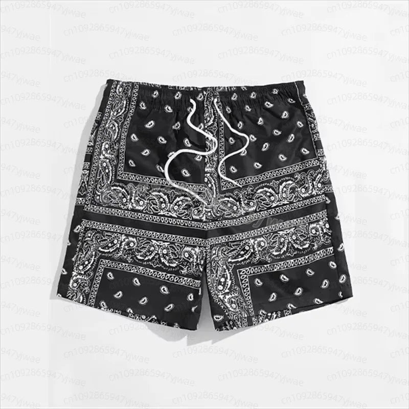 Trend Bandana Graphic Beach Short For Men Summer Fashion 3d Printed Swim Trunks Loose Casual Hawaiian Women Shorts Beach Pants