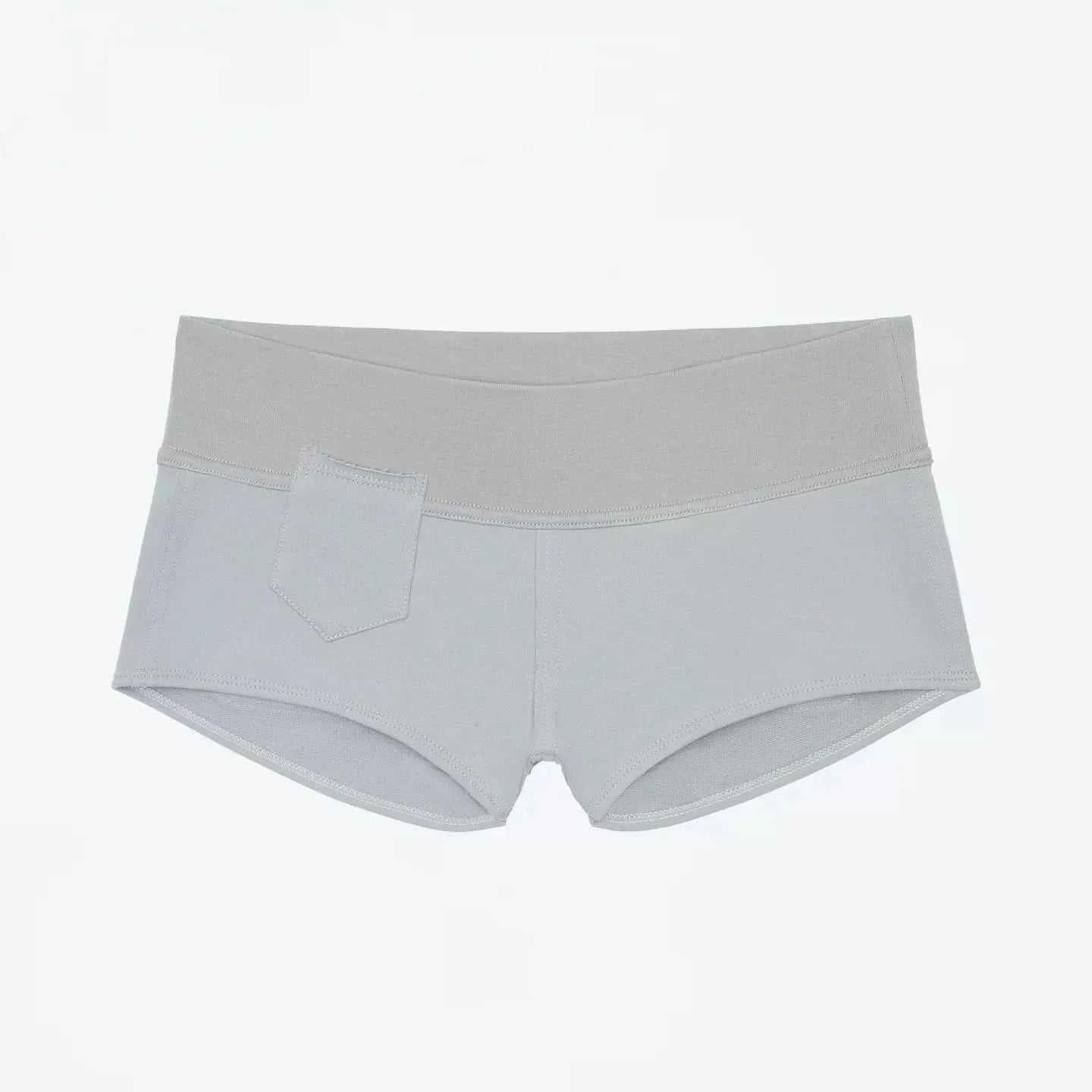 Tank gray low-waisted tight shorts black wide waist elastic waist design vertical cut pocket shorts