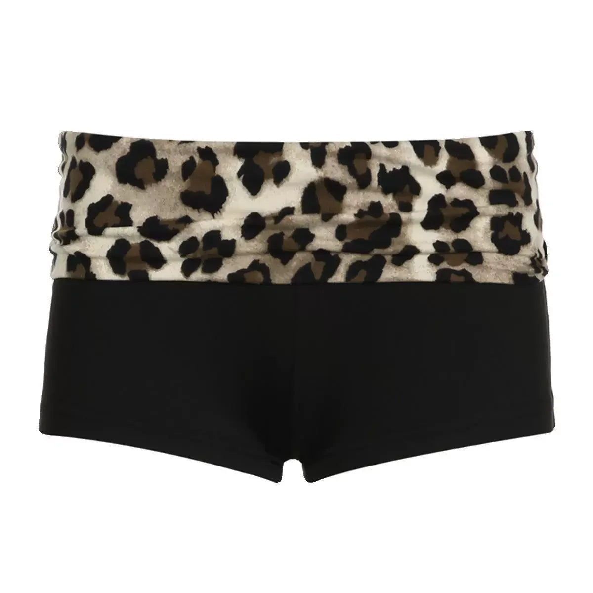 Contrast Patchwork Leopard Low Waist Slim Sexy Booty Shorts Womens Baddie Outfits